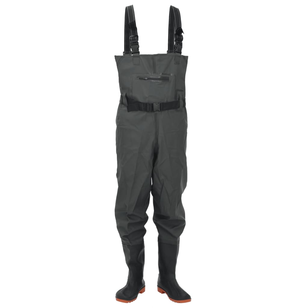 Chest Waders with Boots and Belt Dark Green Size 40