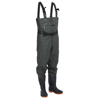 Chest Waders with Boots and Belt Dark Green Size 43