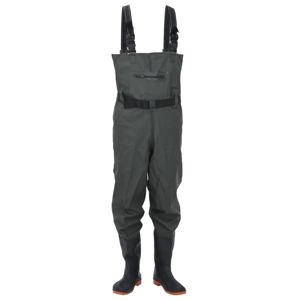 Chest Waders with Boots and Belt Dark Green Size 43