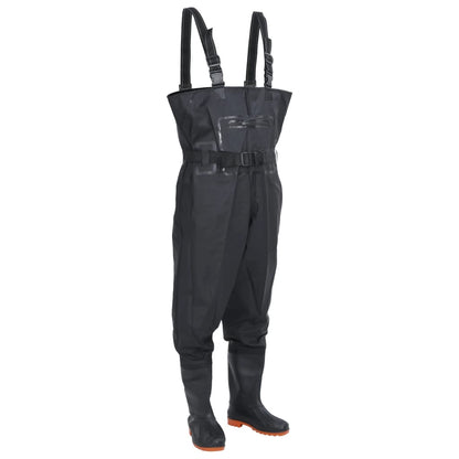 Chest Waders with Boots and Belt Black Size 41