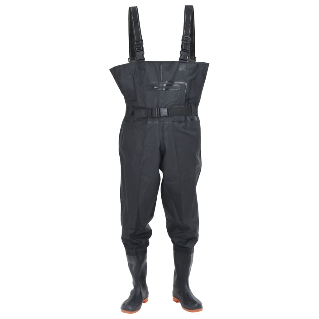 Chest Waders with Boots and Belt Black Size 41