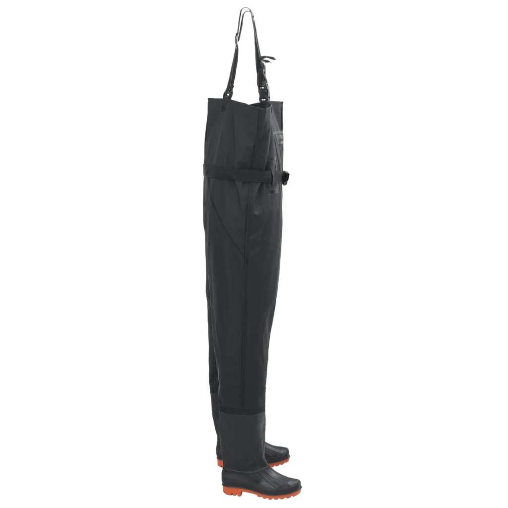 Chest Waders with Boots and Belt Black Size 43