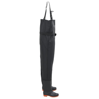 Chest Waders with Boots and Belt Black Size 45