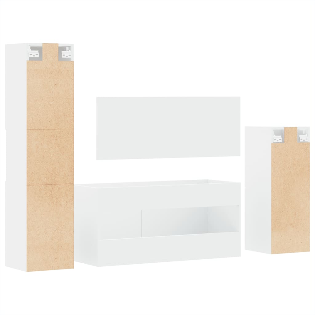 4 Piece Bathroom Furniture Set White Engineered Wood