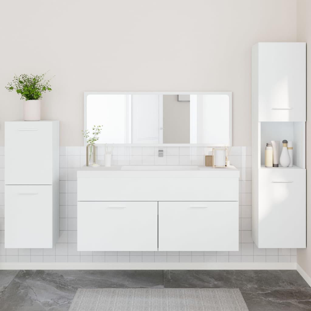 4 Piece Bathroom Furniture Set White Engineered Wood