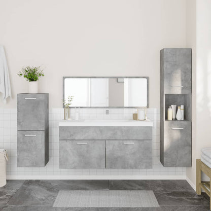 4 Piece Bathroom Furniture Set Concrete Grey Engineered Wood