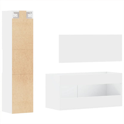 3 Piece Bathroom Furniture Set White Engineered Wood