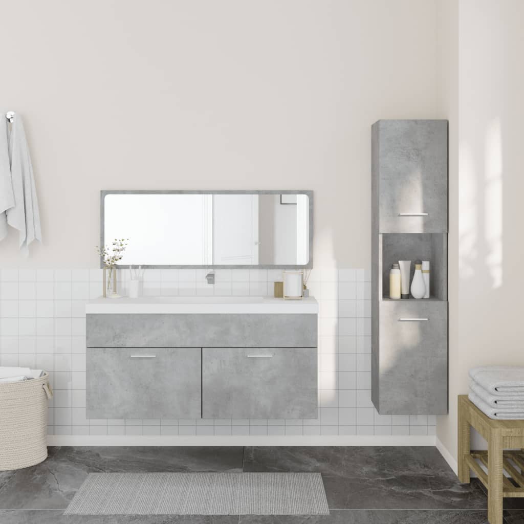 3 Piece Bathroom Furniture Set Concrete Grey Engineered Wood