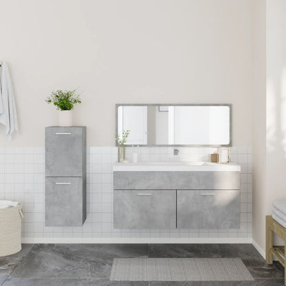 3 Piece Bathroom Furniture Set Concrete Grey Engineered Wood