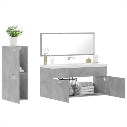 3 Piece Bathroom Furniture Set Concrete Grey Engineered Wood