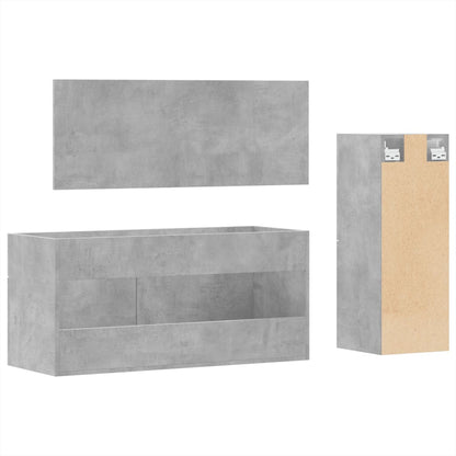 3 Piece Bathroom Furniture Set Concrete Grey Engineered Wood