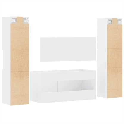 4 Piece Bathroom Furniture Set White Engineered Wood