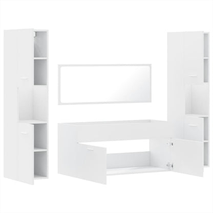 4 Piece Bathroom Furniture Set White Engineered Wood