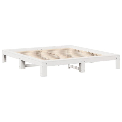 Bed Frame without Mattress White 200x200 cm Solid Wood Pine