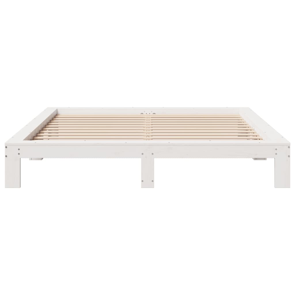 Bed Frame without Mattress White 200x200 cm Solid Wood Pine