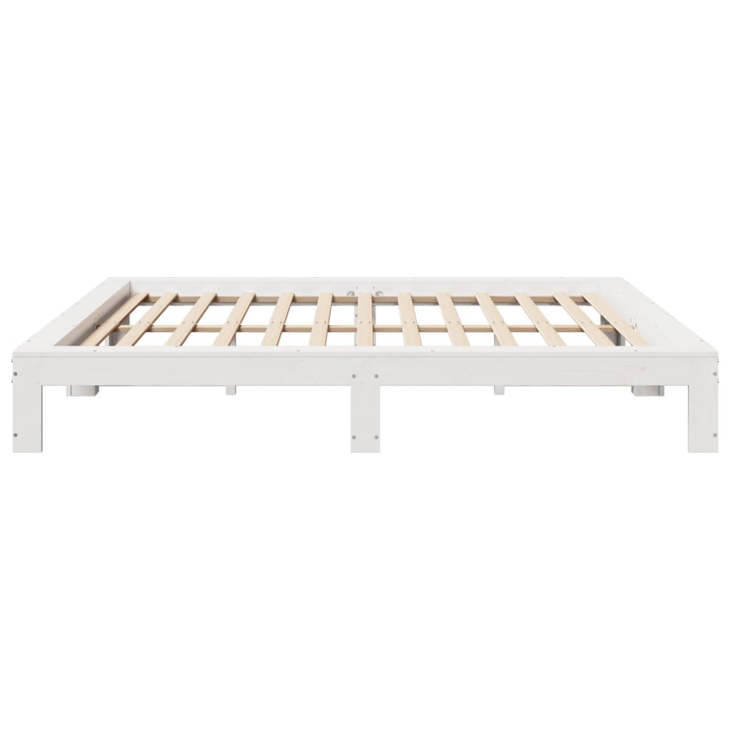 Bed Frame without Mattress White 200x200 cm Solid Wood Pine