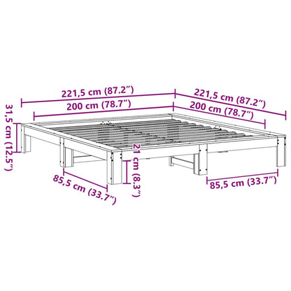 Bed Frame without Mattress White 200x200 cm Solid Wood Pine