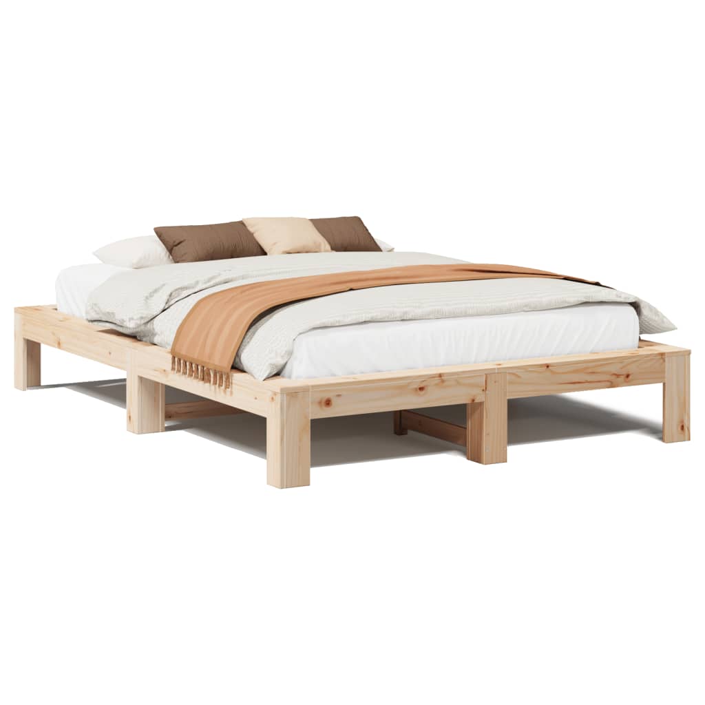 Bed Frame without Mattress 150x200 cm King Size Solid Wood Pine