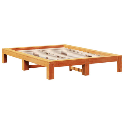 Bed Frame without Mattress Wax Brown 150x200 cm King Size Solid Wood Pine