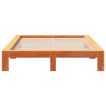 Bed Frame without Mattress Wax Brown 150x200 cm King Size Solid Wood Pine