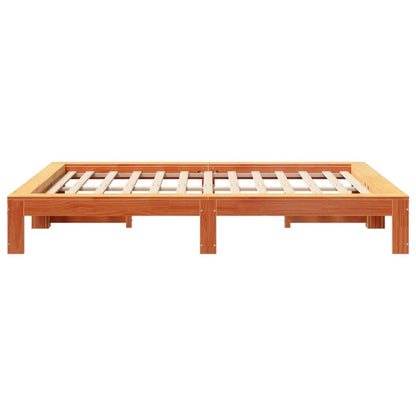 Bed Frame without Mattress Wax Brown 150x200 cm King Size Solid Wood Pine