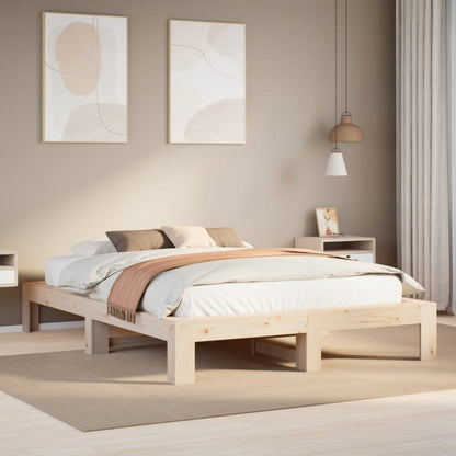 Bed Frame without Mattress 140x190 cm Solid Wood Pine