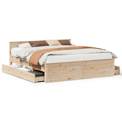 Bed Frame without Mattress with Headboard 200x200 cm Solid Wood Pine