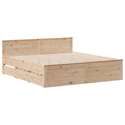 Bed Frame without Mattress with Headboard 200x200 cm Solid Wood Pine