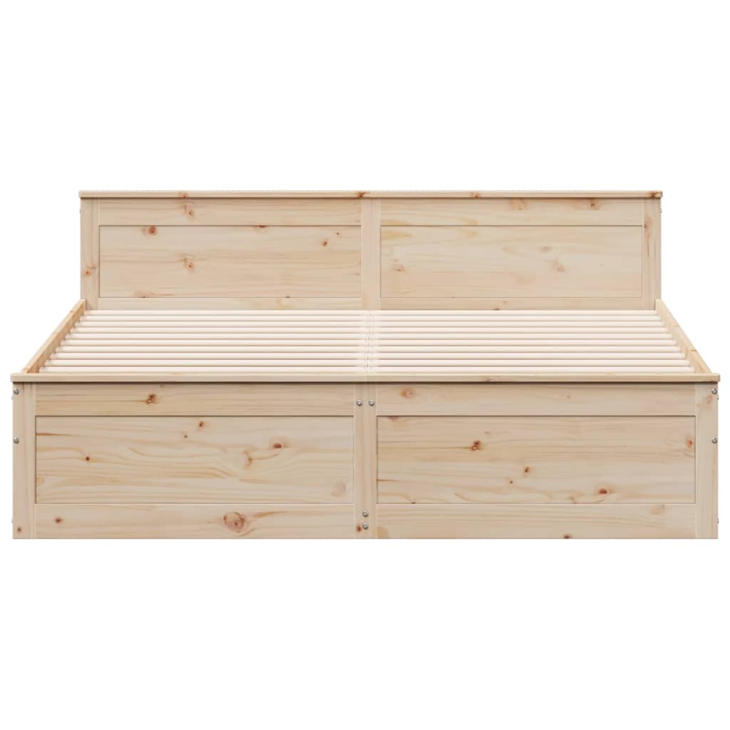 Bed Frame without Mattress with Headboard 200x200 cm Solid Wood Pine