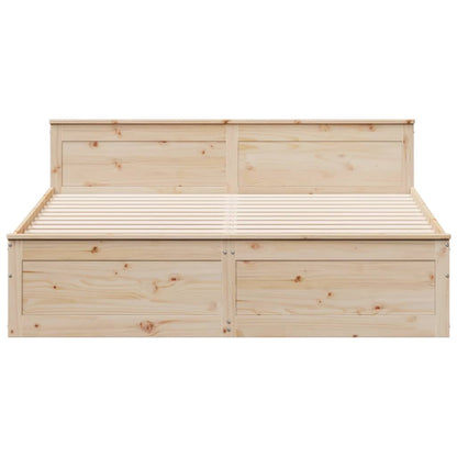 Bed Frame without Mattress with Headboard 200x200 cm Solid Wood Pine