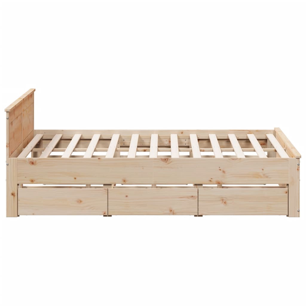 Bed Frame without Mattress with Headboard 200x200 cm Solid Wood Pine