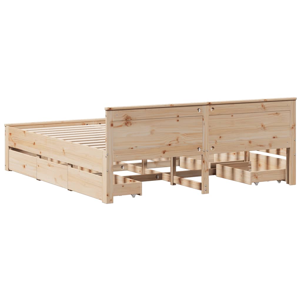 Bed Frame without Mattress with Headboard 200x200 cm Solid Wood Pine