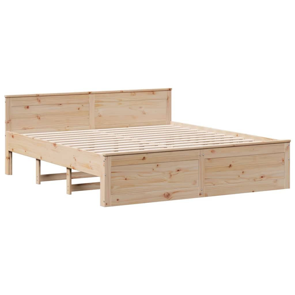 Bed Frame without Mattress with Headboard 200x200 cm Solid Wood Pine