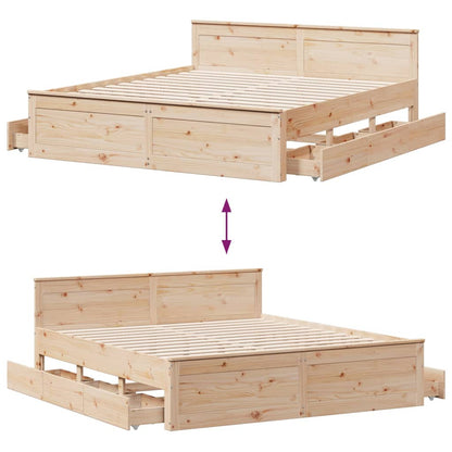 Bed Frame without Mattress with Headboard 200x200 cm Solid Wood Pine