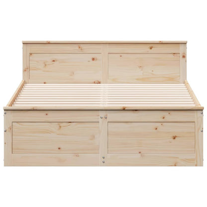 Bed Frame without Mattress with Headboard 150x200 cm King Size Solid Wood Pine