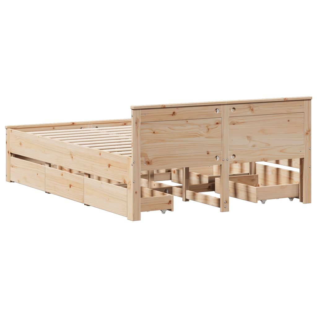 Bed Frame without Mattress with Headboard 150x200 cm King Size Solid Wood Pine