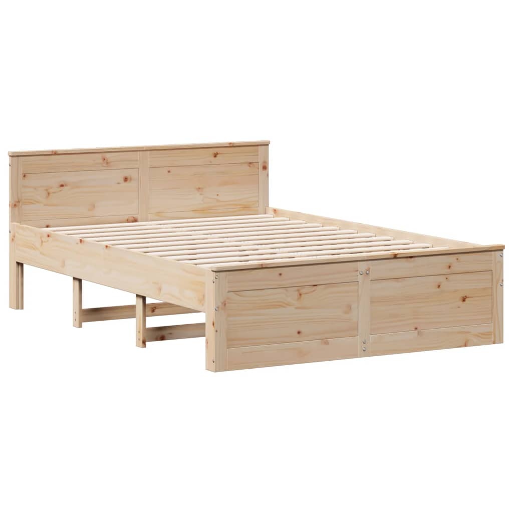 Bed Frame without Mattress with Headboard 150x200 cm King Size Solid Wood Pine