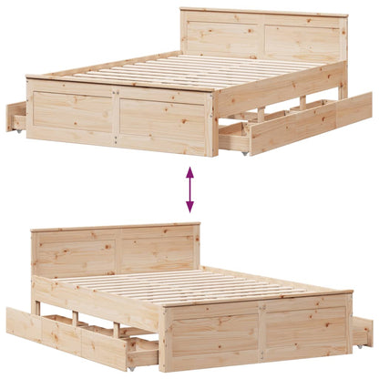 Bed Frame without Mattress with Headboard 150x200 cm King Size Solid Wood Pine