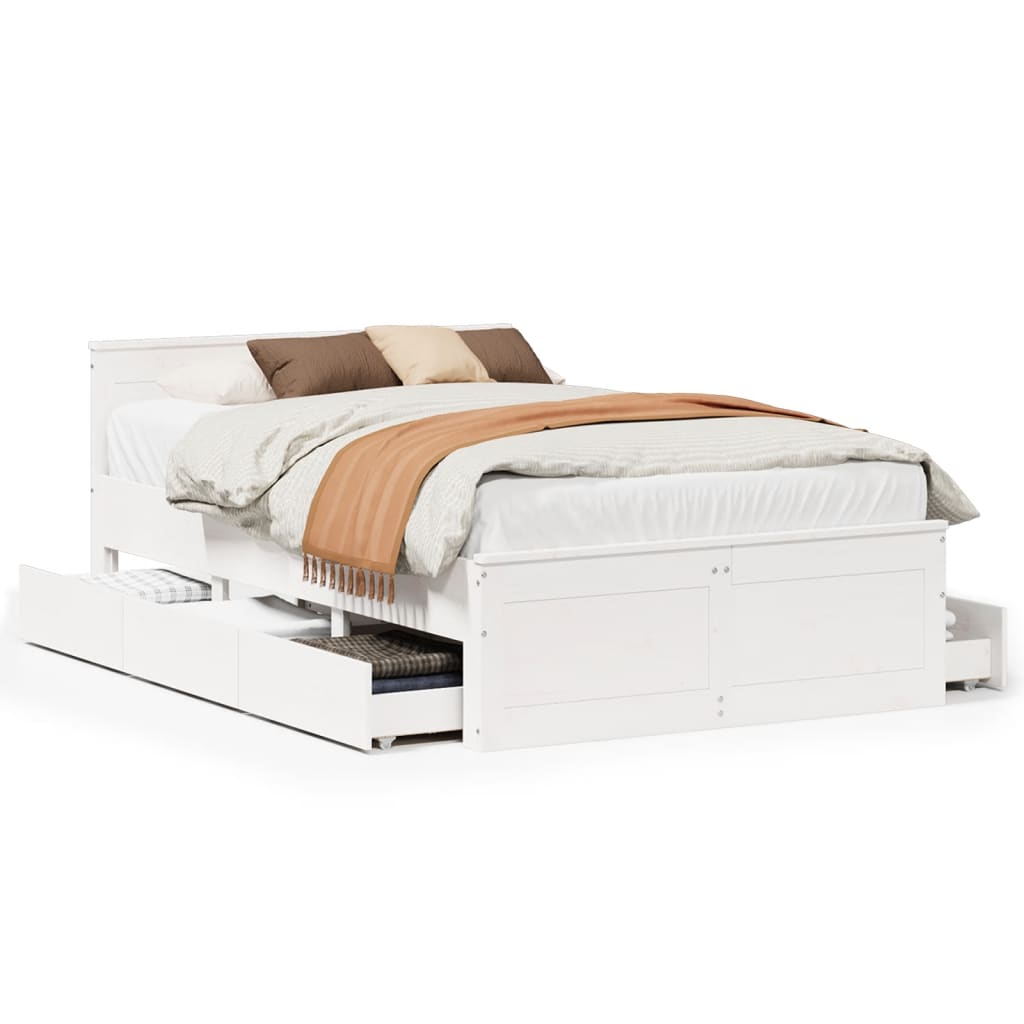 Bed Frame without Mattress with Headboard White 120x190 cm Small Double Solid Wood Pine