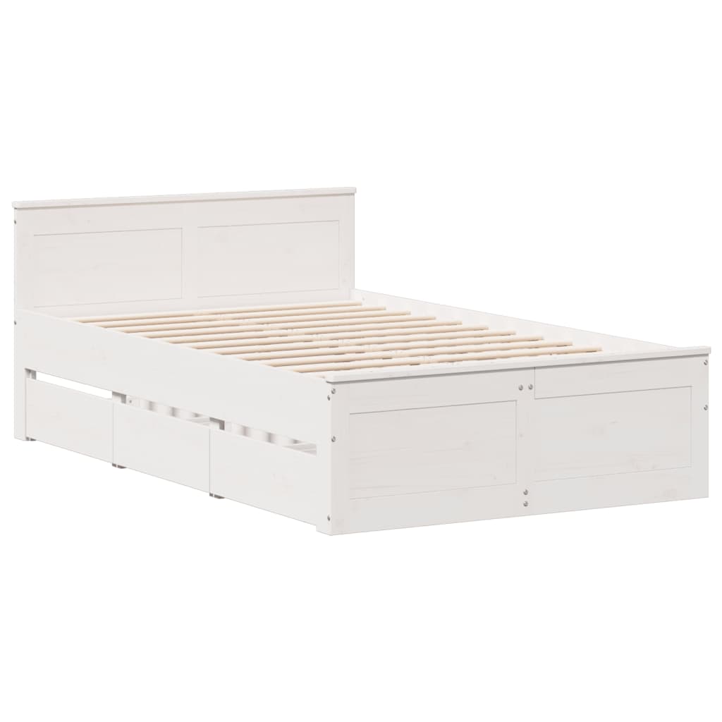 Bed Frame without Mattress with Headboard White 120x190 cm Small Double Solid Wood Pine