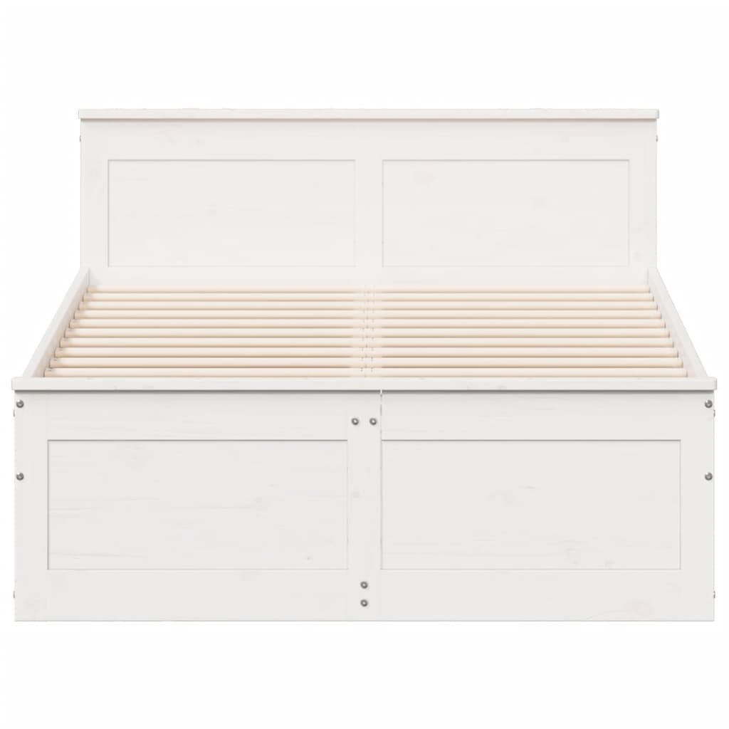 Bed Frame without Mattress with Headboard White 120x190 cm Small Double Solid Wood Pine