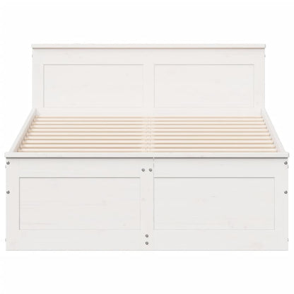 Bed Frame without Mattress with Headboard White 120x190 cm Small Double Solid Wood Pine