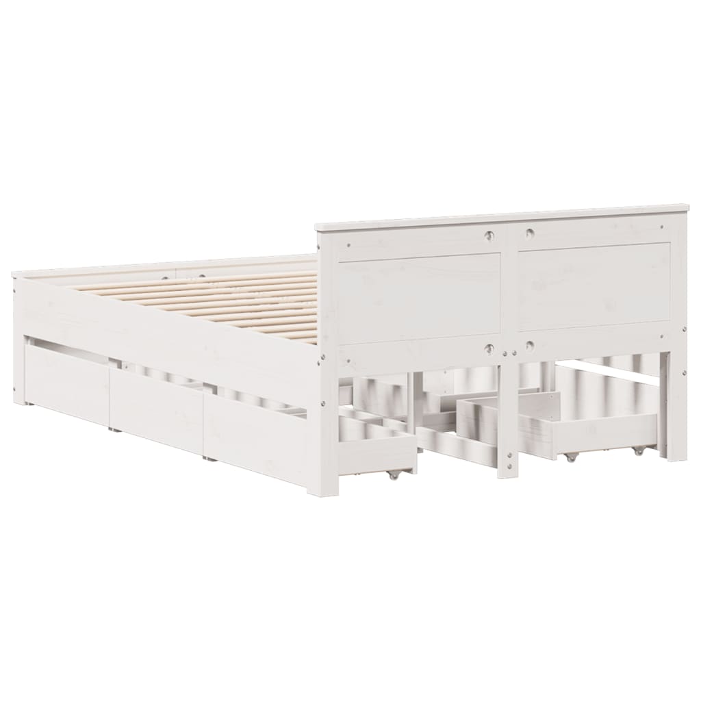 Bed Frame without Mattress with Headboard White 120x190 cm Small Double Solid Wood Pine