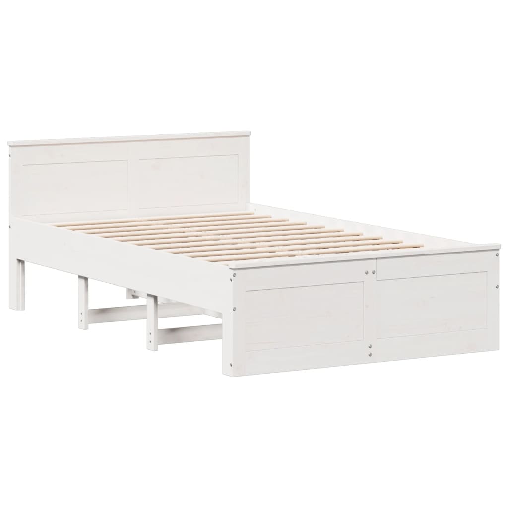 Bed Frame without Mattress with Headboard White 120x190 cm Small Double Solid Wood Pine