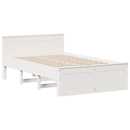 Bed Frame without Mattress with Headboard White 120x190 cm Small Double Solid Wood Pine