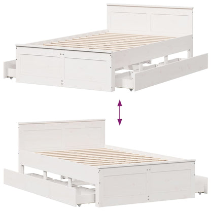 Bed Frame without Mattress with Headboard White 120x190 cm Small Double Solid Wood Pine