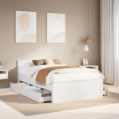 Bed Frame without Mattress with Headboard White 120x190 cm Small Double Solid Wood Pine