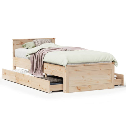 Bed Frame without Mattress with Headboard 90x190 cm Single Solid Wood Pine