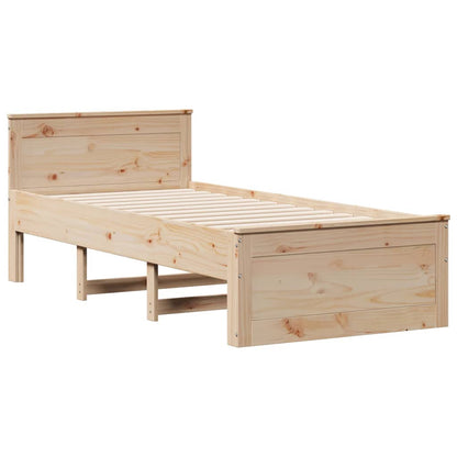 Bed Frame without Mattress with Headboard 90x190 cm Single Solid Wood Pine