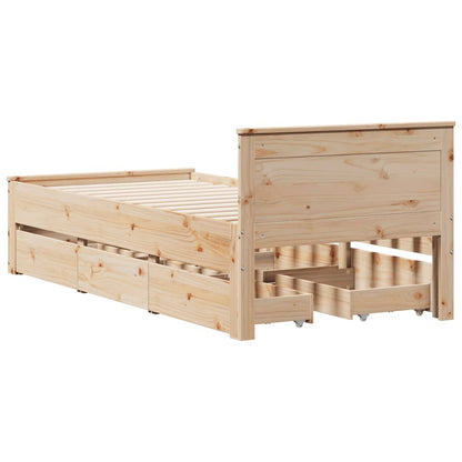 Bed Frame without Mattress with Headboard 90x190 cm Single Solid Wood Pine